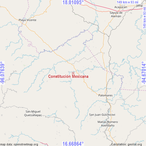 Constitución Mexicana on map