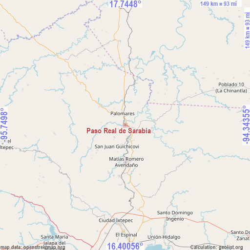 Paso Real de Sarabia on map