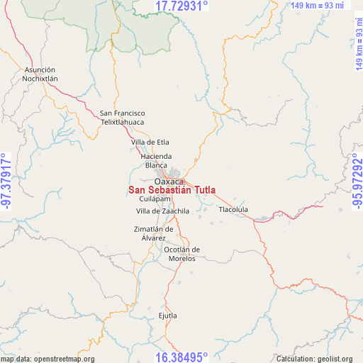 San Sebastián Tutla on map