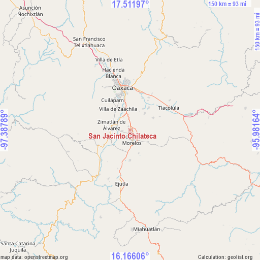 San Jacinto Chilateca on map