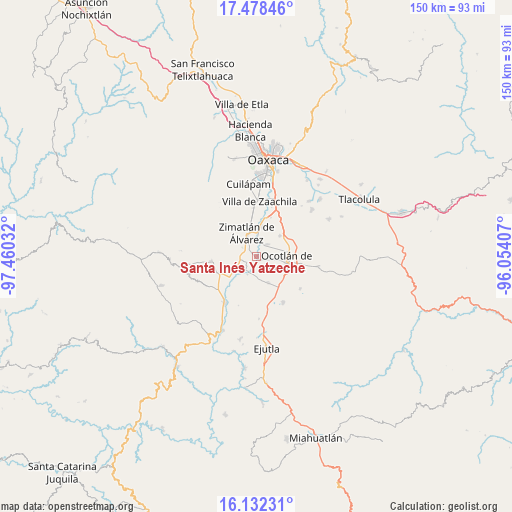 Santa Inés Yatzeche on map