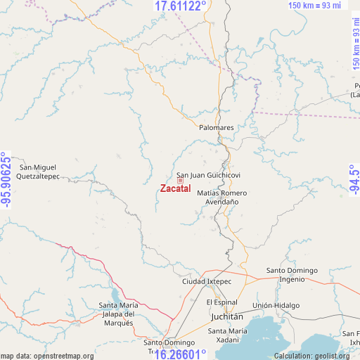 Zacatal on map