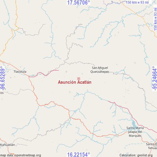 Asunción Acatlán on map