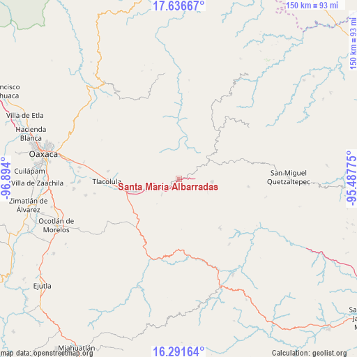 Santa María Albarradas on map