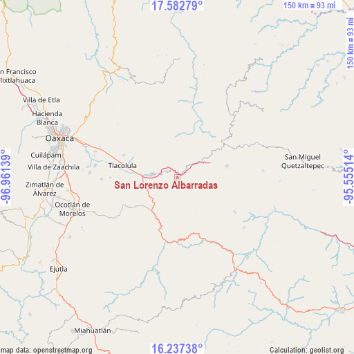 San Lorenzo Albarradas on map