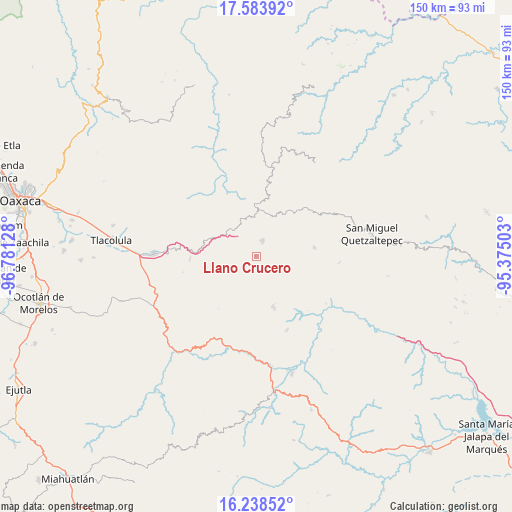 Llano Crucero on map