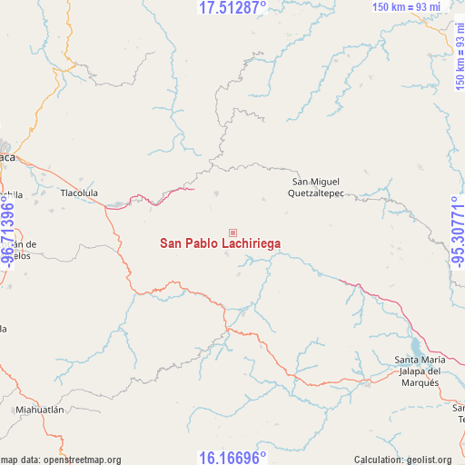 San Pablo Lachiriega on map