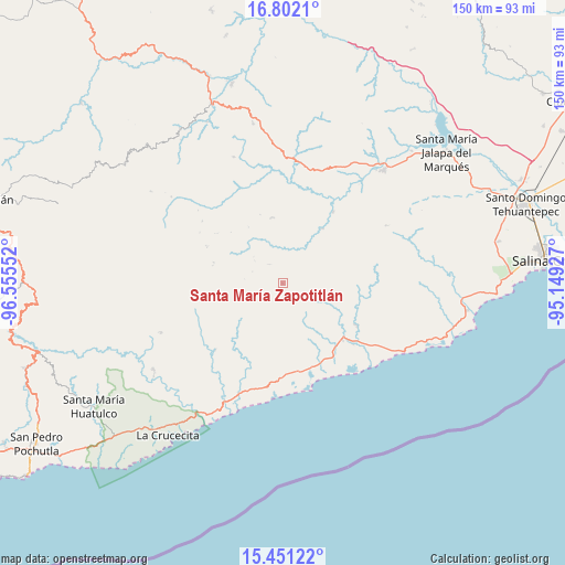 Santa María Zapotitlán on map