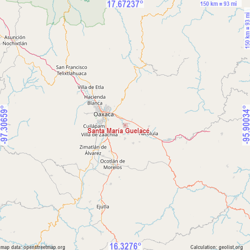 Santa María Guelacé on map