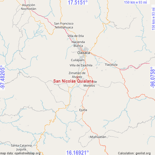 San Nicolás Quialana on map