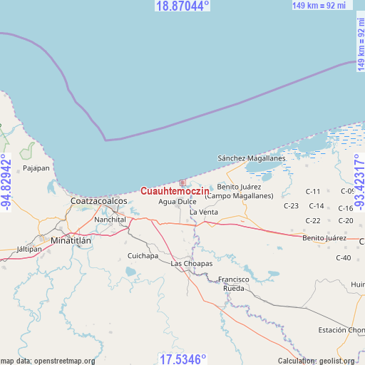 Cuauhtemoczin on map
