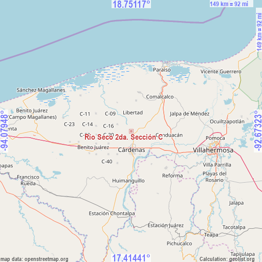 Río Seco 2da. Sección C on map