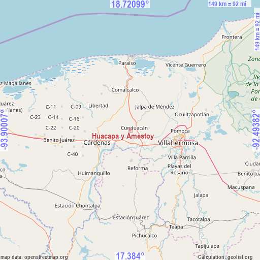 Huacapa y Amestoy on map
