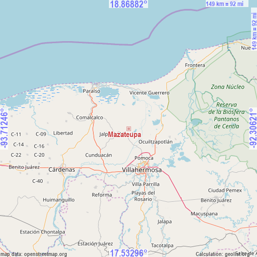 Mazateupa on map