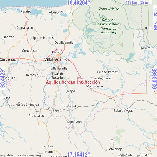 Aquiles Serdán 1ra. Sección on map