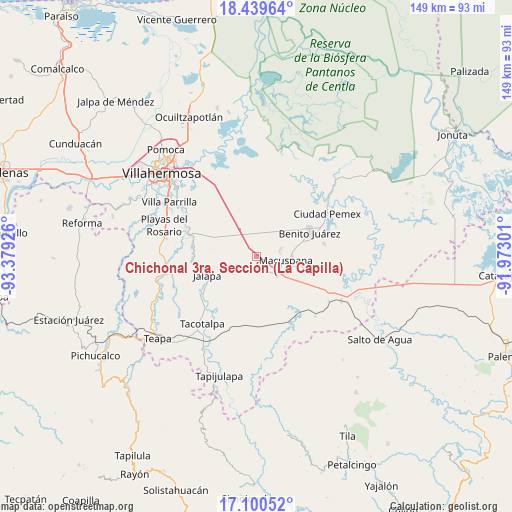 Chichonal 3ra. Sección (La Capilla) on map