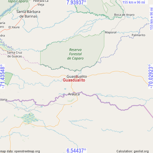 Guasdualito on map