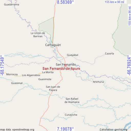 San Fernando de Apure on map