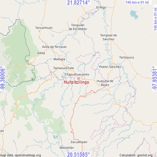 Huitzitzilingo on map