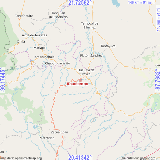 Acuatempa on map