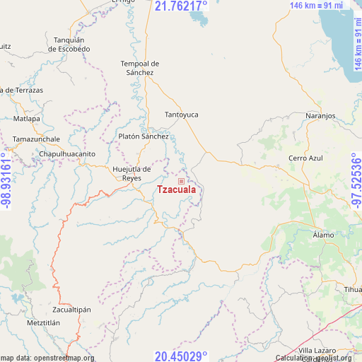 Tzacuala on map