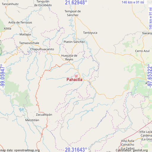 Pahactla on map