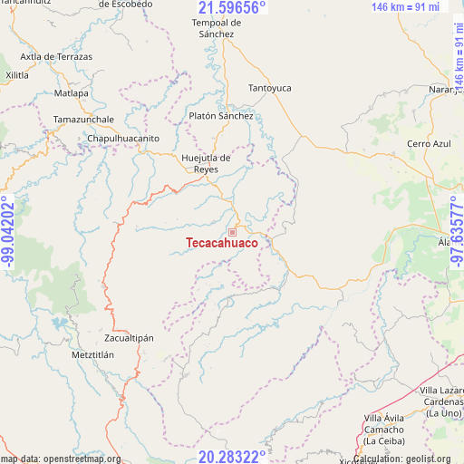 Tecacahuaco on map