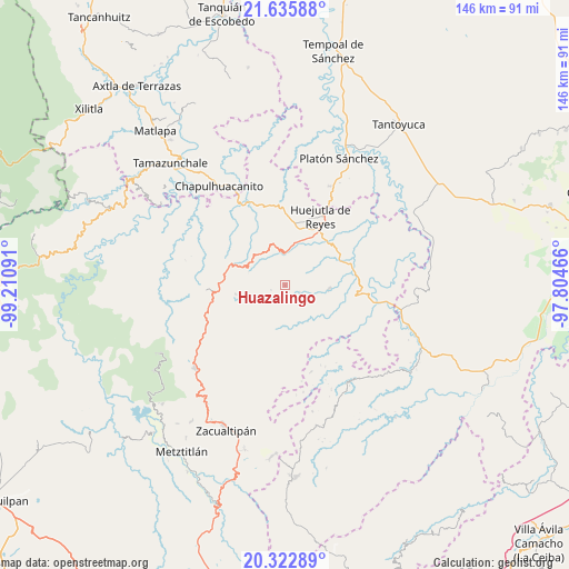Huazalingo on map
