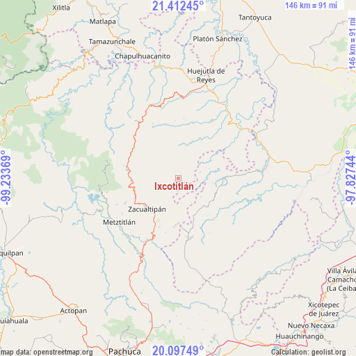 Ixcotitlán on map