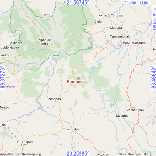 Plomosas on map