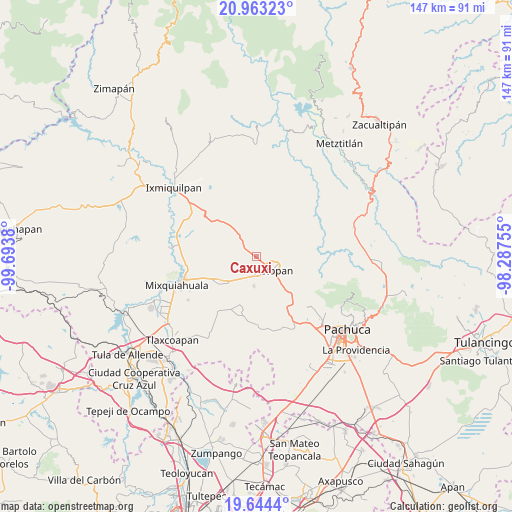 Caxuxi on map