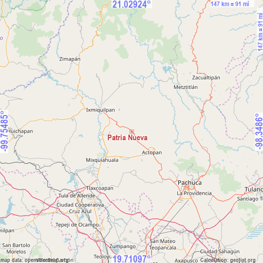 Patria Nueva on map