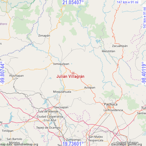 Julián Villagrán on map