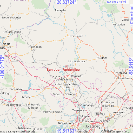 San Juan Achichilco on map