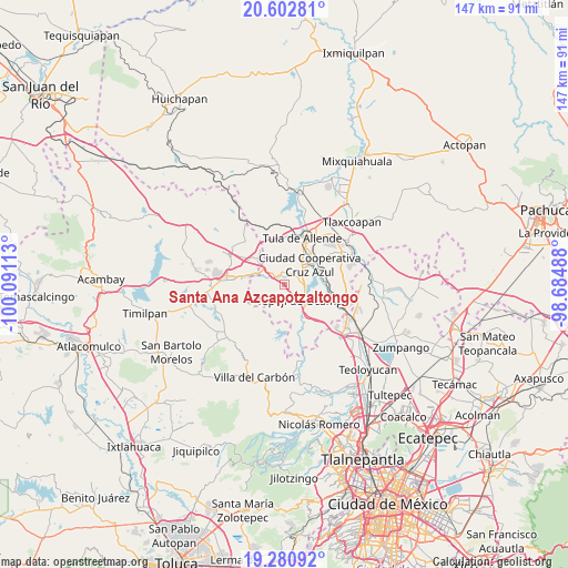 Santa Ana Azcapotzaltongo on map