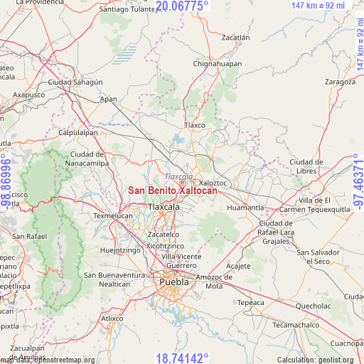 San Benito Xaltocan on map