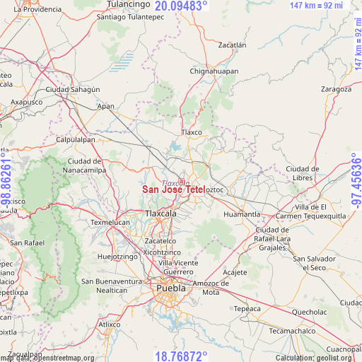 San José Tetel on map