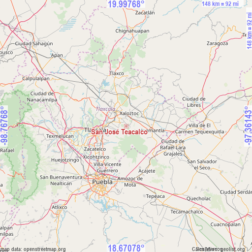 San José Teacalco on map