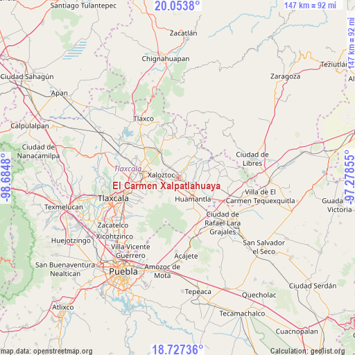 El Carmen Xalpatlahuaya on map