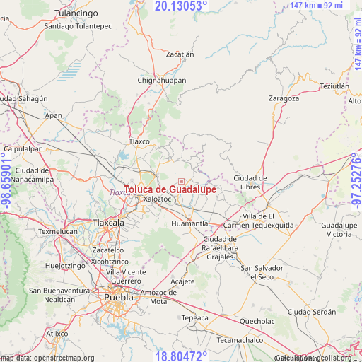 Toluca de Guadalupe on map