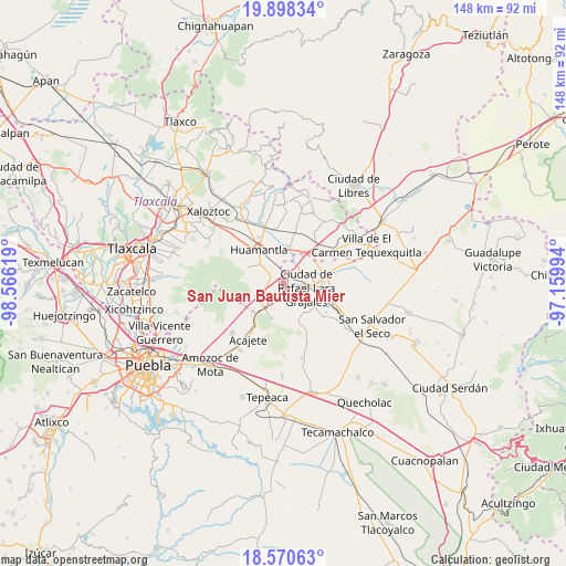 San Juan Bautista Mier on map