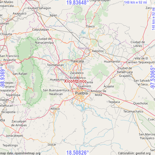 Xicohtzinco on map