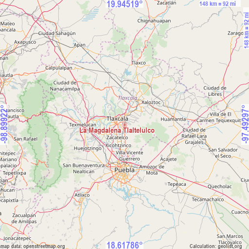 La Magdalena Tlaltelulco on map