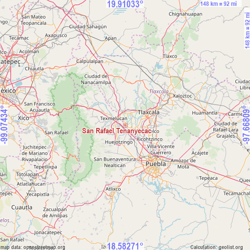 San Rafael Tenanyecac on map