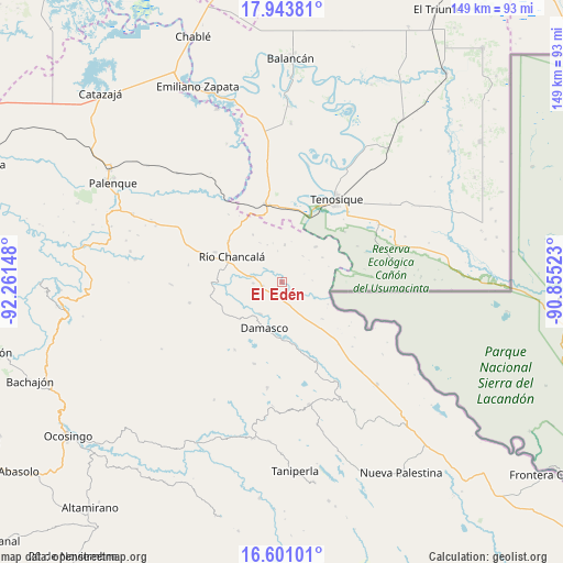 El Edén on map