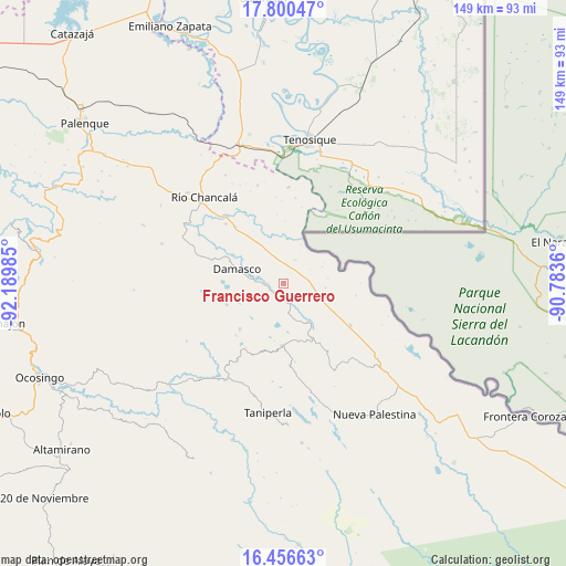 Francisco Guerrero on map