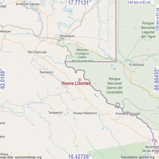 Nueva Libertad on map