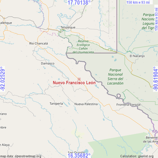 Nuevo Francisco León on map