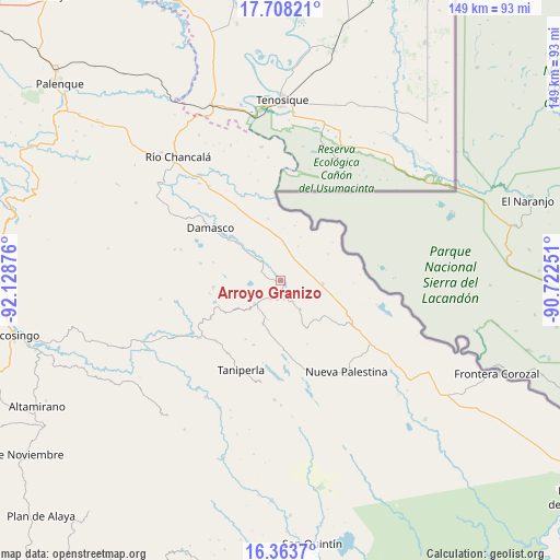 Arroyo Granizo on map