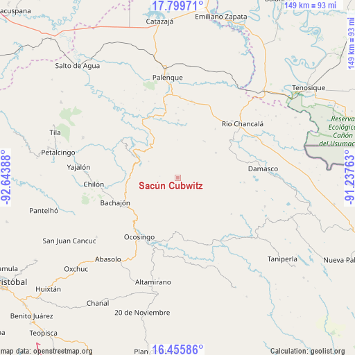 Sacún Cubwitz on map